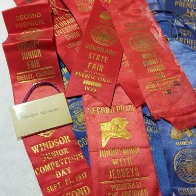Lot 197:  Vintage 1930's Horse Competition - Show Ribbons & 1 Cow 