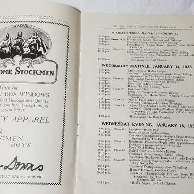 Lot 199: 1933 National Western Horse Show & Rodeo Souvenir Program - Denver, Colorado 