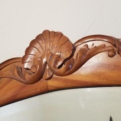 Lot 200: Antique Victorian Tiger Oak Dresser with Mirror and Casters 