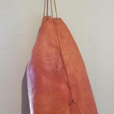 Lot 205: Vintage Leather Drawstring Bag