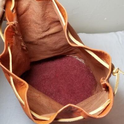 Lot 205: Vintage Leather Drawstring Bag