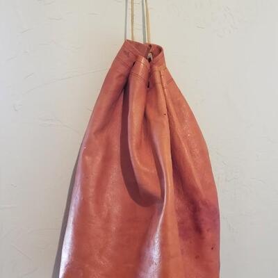 Lot 205: Vintage Leather Drawstring Bag