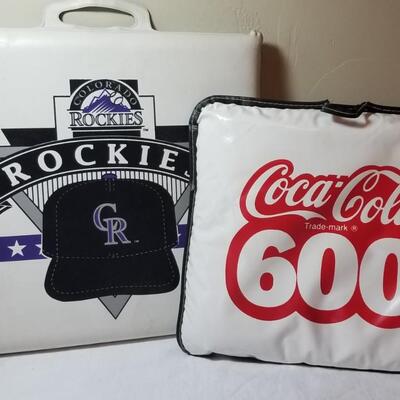 Lot 214: Vintage Coca-Cola 600 Winston Cup & Rockies Seat Cushions