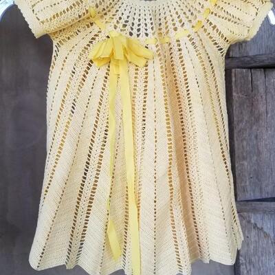 Lot 215: Vintage Handmade Baby/Toddler Dresses & 1 Doll Sweater