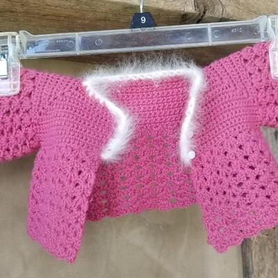 Lot 215: Vintage Handmade Baby/Toddler Dresses & 1 Doll Sweater