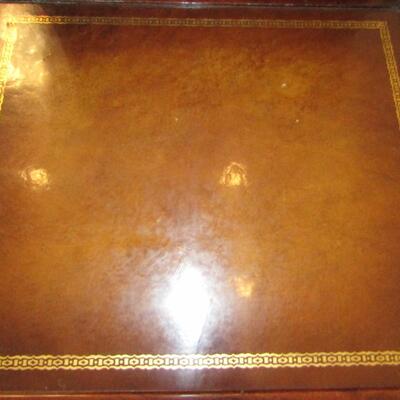 LOT 30 STAIR STEP LEATHER TOP END TABLE