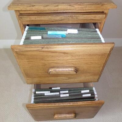 LOT 45 WOOD FILE CABINET / PULL OUT WRITING TOP WITH LAMP 