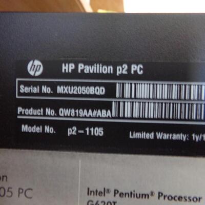 LOT 46 HP PAVILION P2-1105 PC WINDOWS 7 COMPLETE DESKTOP COMPUTER