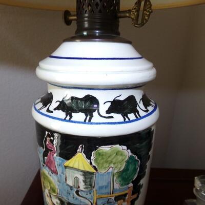 LOT 80 PAIR OF HAND PAINTED LAMPS 