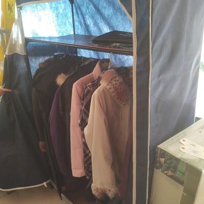 159 - Portable Clothing Rack  & Contents