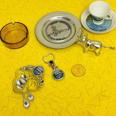 LOT 177  GROUP OF CHEESY SOUVENIRS! CA SPOONS BOTTLO OPENERS DEMITASSE CUP