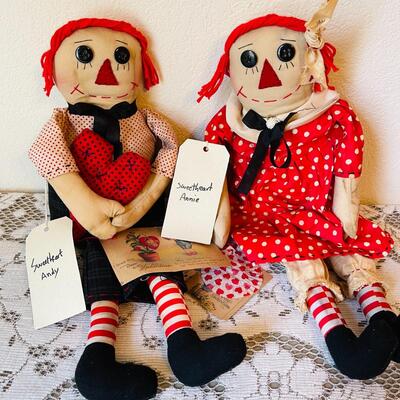 LOT 183  SWEETHEART ANDY & ANNIE HAND MADE RAG DOLLS BY OLIVIA ROSE