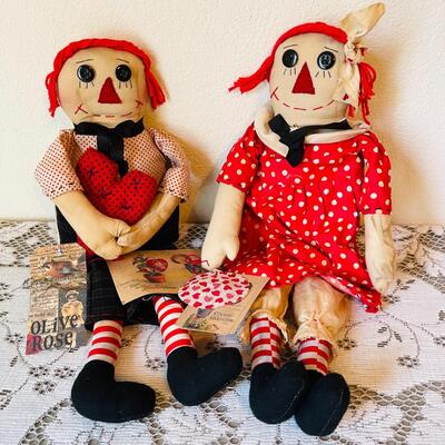 LOT 183  SWEETHEART ANDY & ANNIE HAND MADE RAG DOLLS BY OLIVIA ROSE