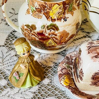 LOT 185 ST  GROUP VINTAGE ENGLISH WOODS WARE CHINA JOSEF DOLL 
