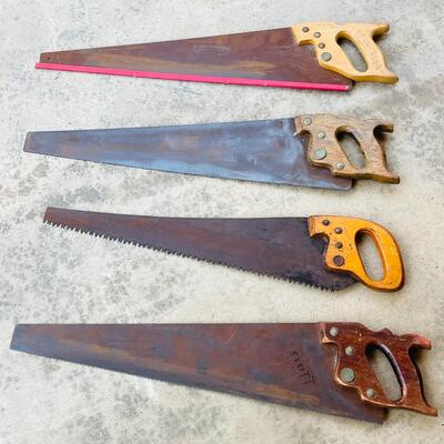 LOT 192  VINTAGE HAND SAWS WOODEN HANDLES
