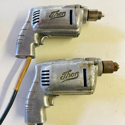 LOT 197  VINTAGE THOR ELECTRIC DRILLS W/DRILL BITS 