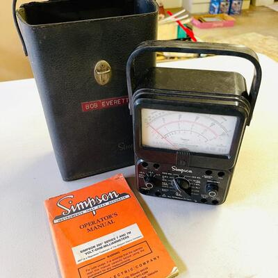 LOT 198  VINTAGE SIMPSON VOLT METER CASE & MANUEL