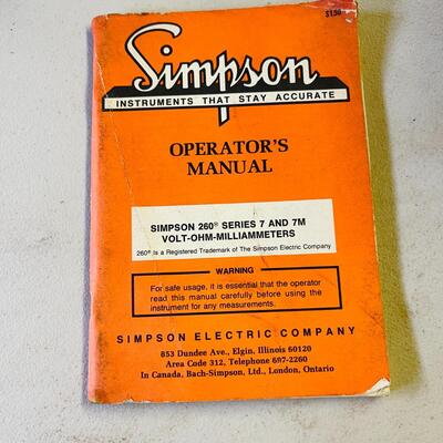LOT 198  VINTAGE SIMPSON VOLT METER CASE & MANUEL