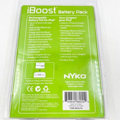 NEW! NYKO IBOOST BATTERY PACK FOR IPOD