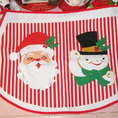 Lot 209 MS Group Christmas Felt Santa Wine Bottle Cozy Apron Charlie Brown Coke Bear Fanny Farmer
