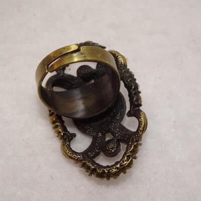 Adjustable Victorian Style Rhinestone Ring, Ambers & Browns - Pretty! 