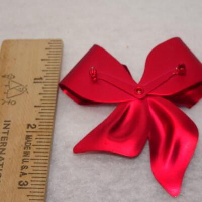 Ruby Red Christmas Rhinestone Bow - Crafting Missing Pin Back 