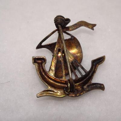 Vintage Pirate Ship Brooch Pin 