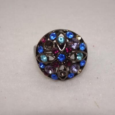 Blue & Black Statement Rhinestone Ring 