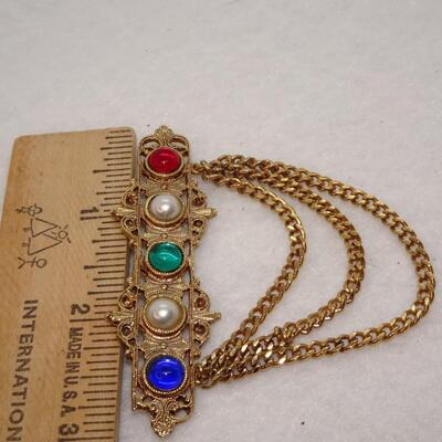 Victorian Style Gold Tone Collar Brooch 