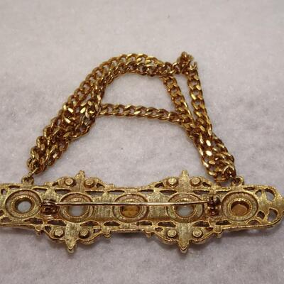 Victorian Style Gold Tone Collar Brooch 