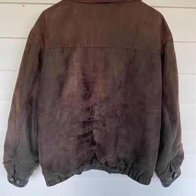WEATHER REPORT BROWN FAUX SUEDE JACKET - MENâ€™S LARGE