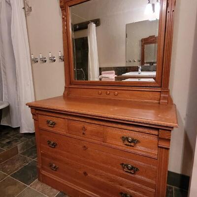 Lot 239: Antique Dresser w/ Mirror 