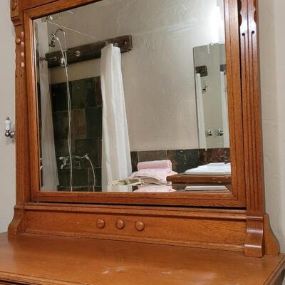 Lot 239: Antique Dresser w/ Mirror 