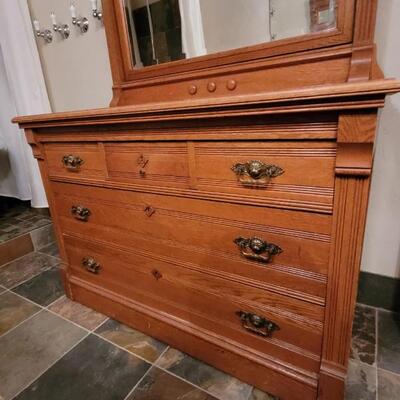 Lot 239: Antique Dresser w/ Mirror 