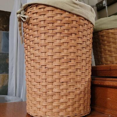 Lot 241: Wicker Woven Clothes Basket w/ Fabric Liner 11" x 15"