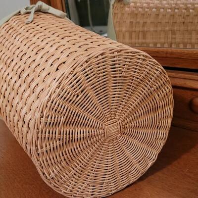 Lot 241: Wicker Woven Clothes Basket w/ Fabric Liner 11" x 15"