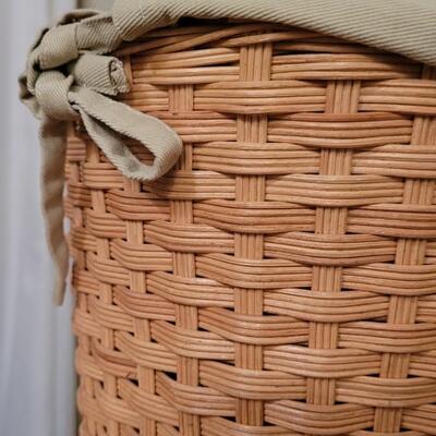 Lot 241: Wicker Woven Clothes Basket w/ Fabric Liner 11" x 15"