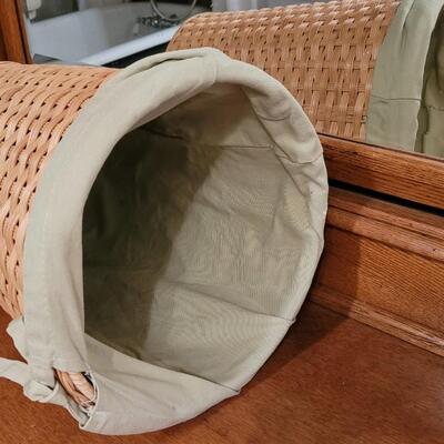 Lot 241: Wicker Woven Clothes Basket w/ Fabric Liner 11" x 15"