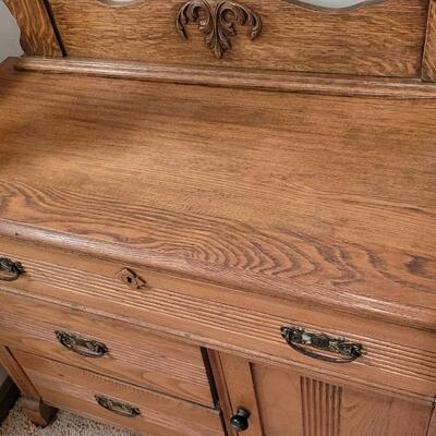 Lot 245: Antique Wash Stand - Dry Sink Cabinet 