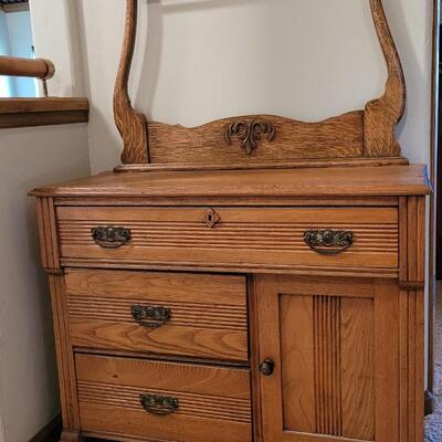 Lot 245: Antique Wash Stand - Dry Sink Cabinet 