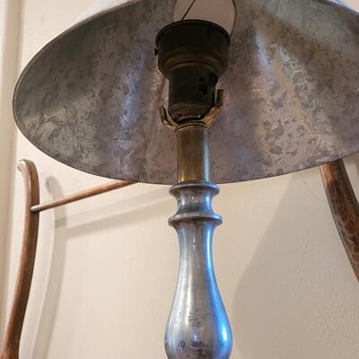 Lot 246: Antique Metal Table Lamp WORKS