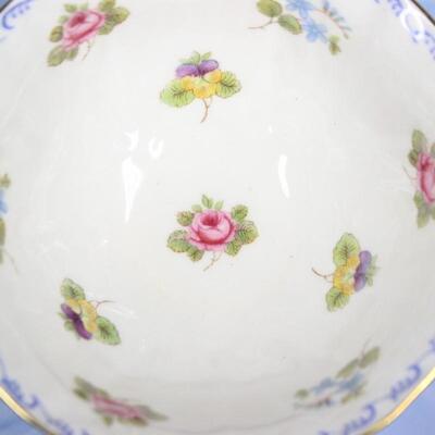 Shelley Blue with Flower Motifs Teacup & Saucer English Bone China 