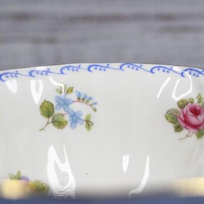 Shelley Blue with Flower Motifs Teacup & Saucer English Bone China 
