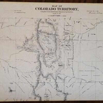 Lot 253: UPDATED!! Very Rare! Antique 1861 Map of Colorado Territory Compiled from Government Maps & Actual Survey- 1st Map of...