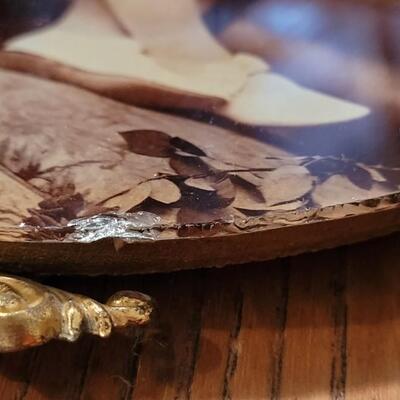 Lot 261: Antique Framed Picture of Girl at Secretary