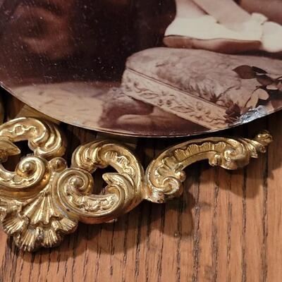 Lot 261: Antique Framed Picture of Girl at Secretary