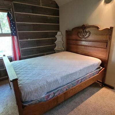Lot 263: Antique Full Size Wooden Carved Bed