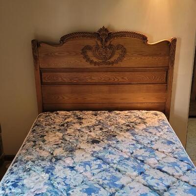 Lot 263: Antique Full Size Wooden Carved Bed