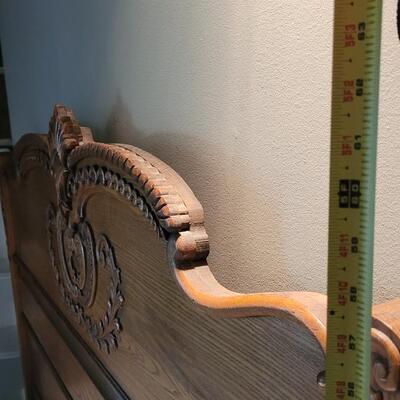 Lot 263: Antique Full Size Wooden Carved Bed
