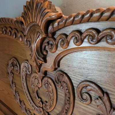 Lot 263: Antique Full Size Wooden Carved Bed